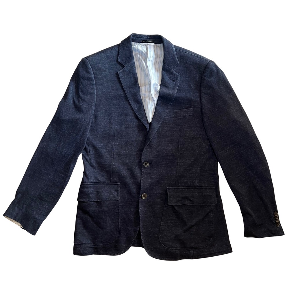 FLYNT Linen Cotton‎ Navy Blue Spicoli Sport Coat Blazer Jacket Solid Mens 38R